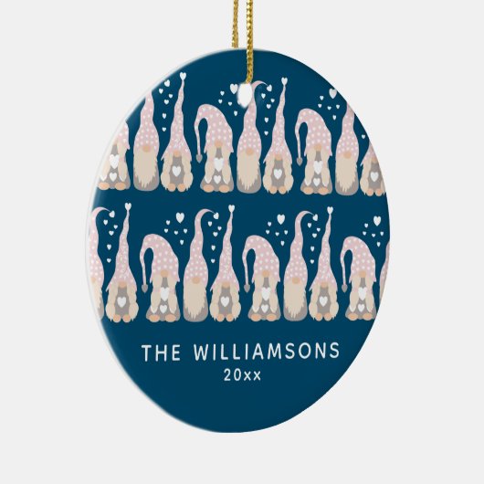 キュートクリスマス格言ファミリーブルーパーソナライズされた セラミックオーナメント (右)