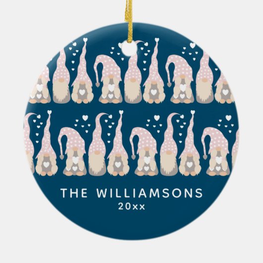 キュートクリスマス格言ファミリーブルーパーソナライズされた セラミックオーナメント (裏面)