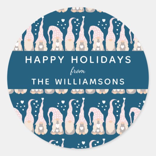 キュートクリスマス格言ファミリーブルーパーソナライズされた ラウンドシール (正面)