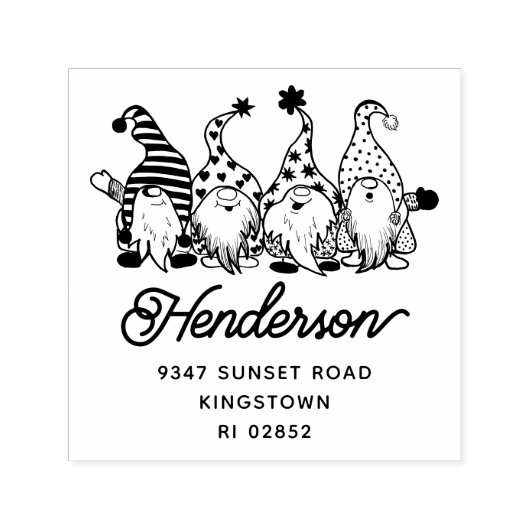 キュートクリスマス格言ファミリー差出人住所 セルフインキングスタンプ (デザイン)