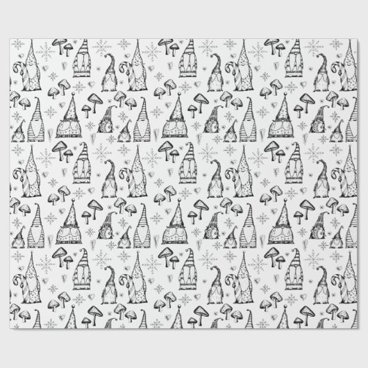 キュートクリスマス格言&マッシュルームオリジナルイラストレーション ラッピングペーパー (フラット)