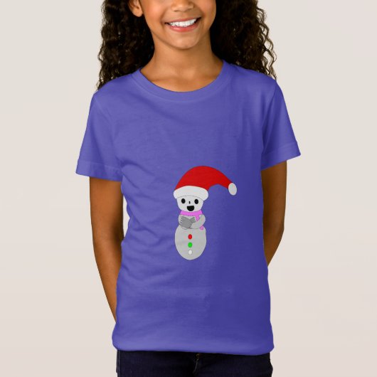 キュートクリスマス雪だるまイラストレーション Tシャツ (正面)