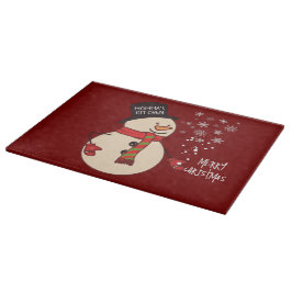 キュートクリスマス雪だるまカートゥーカスタムンホリデイ カッティングボード