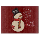 キュートクリスマス雪だるまカートゥーカスタムンホリデイ カッティングボード (正面)