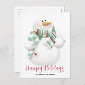 キュートクリスマス雪だるまハッピーホリデー シーズンポストカード (正面/裏面)