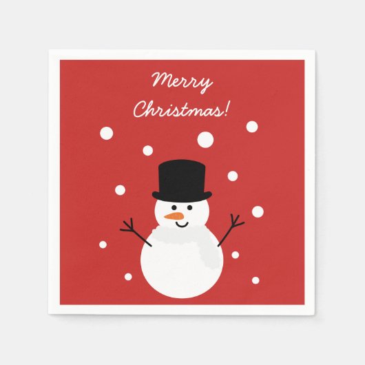 キュートクリスマス雪だるまフェスティバルホリデーパーティー スタンダードカクテルナプキン (正面)