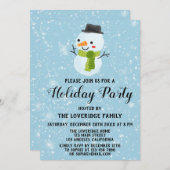 キュートクリスマス雪だるまホリデーパーティホワイトスノー 招待状 (正面/裏面)