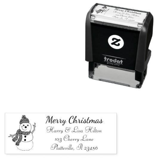キュートクリスマス雪だるま住所 シール セルフインキングスタンプ (インサイチュ)