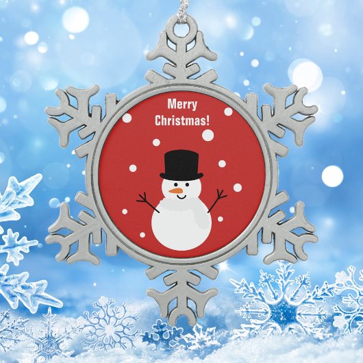 キュートクリスマス雪だるま冬フェスティバルホリデースノー スノーフレークピューターオーナメント