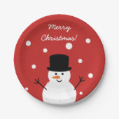 キュートクリスマス雪だるま冬フェスティバルホリデースノー ペーパープレート (正面)