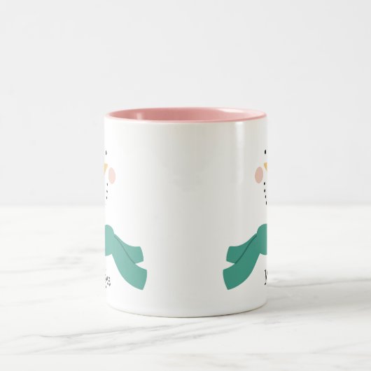 キュートクリスマス雪だるま顔ホリデイ ツートーンマグカップ (中央)