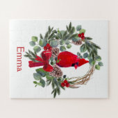 キュートクリマス(鳥)ショウジョウコウカンチョウバード自然名前をカスタムする ジグソーパズル (横)