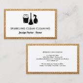 キュートクリーニング用品フェイク金ゴールドグリッター掃除機 名刺 (正面/裏面)
