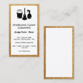 キュートクリーニング用品フェイク金ゴールドグリッター掃除機 名刺 (正面/裏面)