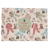 キュートクリームベビー初めてのクリスマスカスタム ラージペーパーバッグ (裏面)