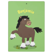 キュートクレイデール荷車を引く馬の漫画イラストレーション クリップボード (裏面)