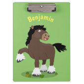 キュートクレイデール荷車を引く馬の漫画イラストレーション クリップボード (正面)