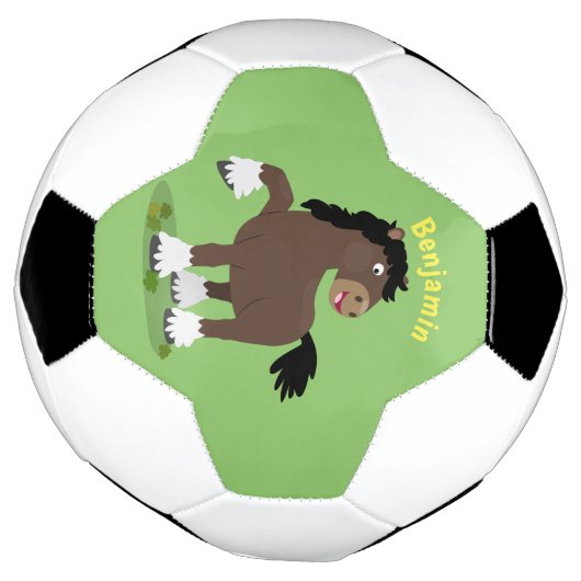 キュートクレイデール荷車を引く馬の漫画イラストレーション サッカーボール (回転)