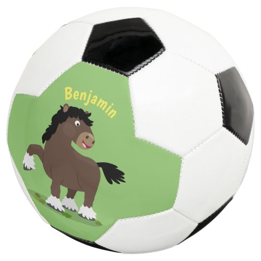 キュートクレイデール荷車を引く馬の漫画イラストレーション サッカーボール (3/4)