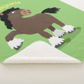 キュートクレイデール荷車を引く馬の漫画イラストレーション シェルパブランケット (3/4)