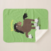 キュートクレイデール荷車を引く馬の漫画イラストレーション シェルパブランケット (正面(横))