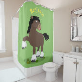 キュートクレイデール荷車を引く馬の漫画イラストレーション シャワーカーテン (インサイチュ)