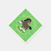 キュートクレイデール荷車を引く馬の漫画イラストレーション スタンダードカクテルナプキン (角)