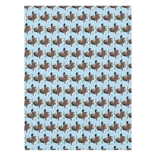 キュートクレイデール荷車を引く馬の漫画イラストレーション テーブルクロス (正面)