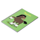 キュートクレイデール荷車を引く馬の漫画イラストレーション ノートブック (左側)