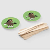 キュートクレイデール荷車を引く馬の漫画イラストレーション ハンドファン (組立なし)