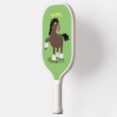 キュートクレイデール荷車を引く馬の漫画イラストレーション ピックルボールラケット (左)