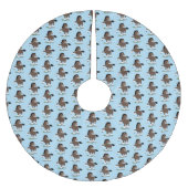 キュートクレイデール荷車を引く馬の漫画イラストレーション ブラッシュドポリエステルツリースカート (正面)