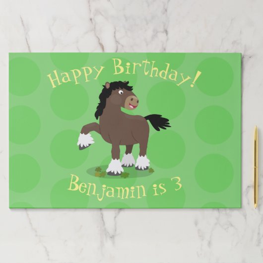 キュートクレイデール荷車を引く馬の漫画イラストレーション ペーパーパッド (インサイチュ)