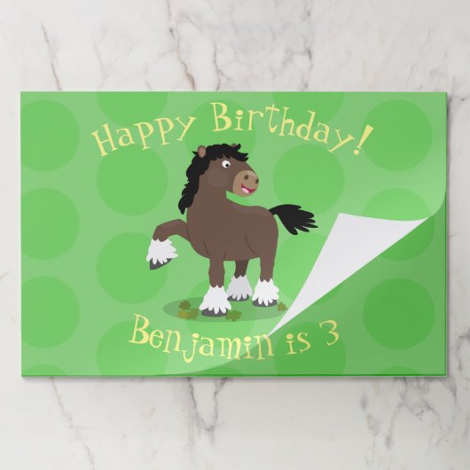 キュートクレイデール荷車を引く馬の漫画イラストレーション ペーパーパッド (折り畳み)