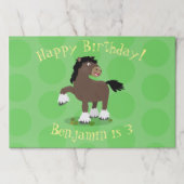 キュートクレイデール荷車を引く馬の漫画イラストレーション ペーパーパッド (正面)