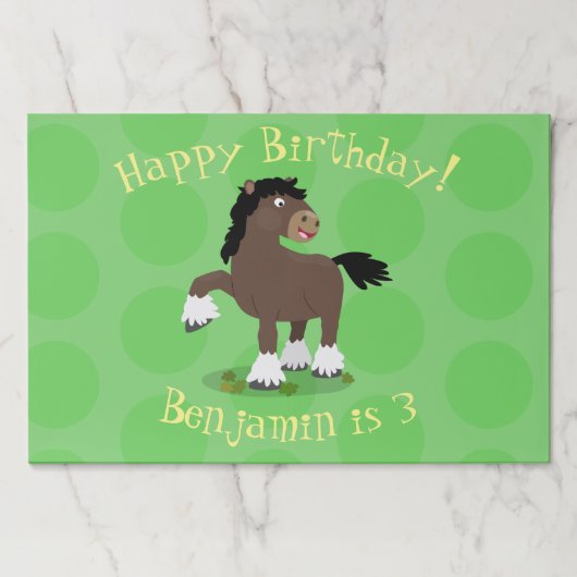 キュートクレイデール荷車を引く馬の漫画イラストレーション ペーパーパッド (正面)