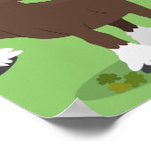 キュートクレイデール荷車を引く馬の漫画イラストレーション ポスター (角)