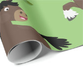 キュートクレイデール荷車を引く馬の漫画イラストレーション ラッピングペーパー (ロールコーナー)