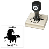 キュートクレイデール荷車を引く馬の漫画イラストレーション ラバースタンプ (押印)