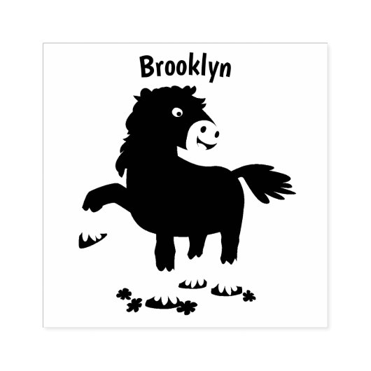 キュートクレイデール荷車を引く馬の漫画イラストレーション ラバースタンプ (インプリント)