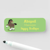 キュートクレイデール荷車を引く馬の漫画イラストレーション 名札 (インサイチュ)