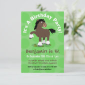 キュートクレイデール荷車を引く馬の漫画イラストレーション 招待状 (スタンド正面)