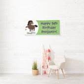 キュートクレイデール荷車を引く馬の漫画イラストレーション 横断幕 (インサイチュ)