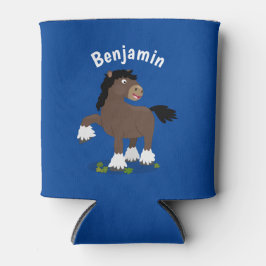 キュートクレイデール荷車を引く馬の漫画イラストレーション 缶クーラー