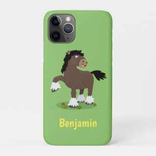 キュートクレイデール荷車を引く馬の漫画イラストレーション iPhone 11 PROケース