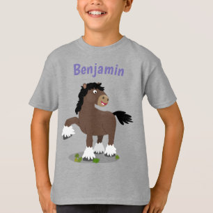 キュートクレイデール馬の漫画イラストレーション Tシャツ