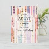 キュートクレヨンパステルリトルアーティスト誕生日 招待状 (スタンド正面)