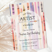 キュートクレヨンパステルリトルアーティスト誕生日 招待状
