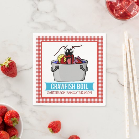 キュートクロウフィッシュ沸騰ファミリー懇親会シーフードパーティー スタンダードカクテルナプキン (インサイチュ)