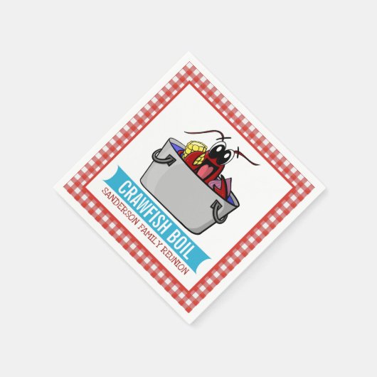 キュートクロウフィッシュ沸騰ファミリー懇親会シーフードパーティー スタンダードカクテルナプキン (角)